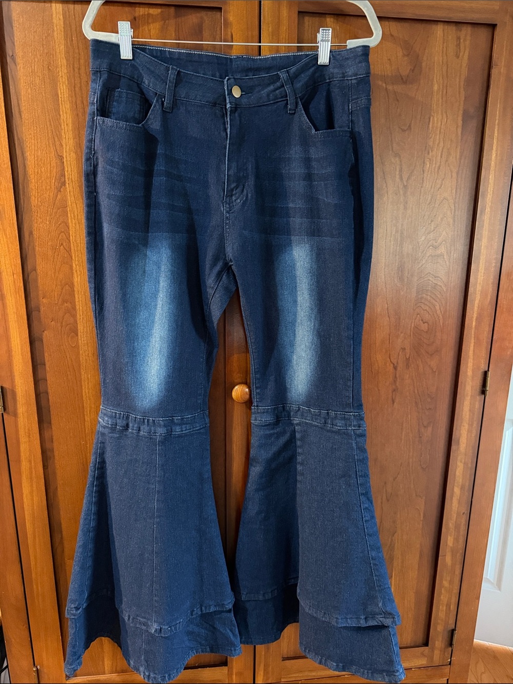 Double Ruffle Flare Bell Bottom Jeans